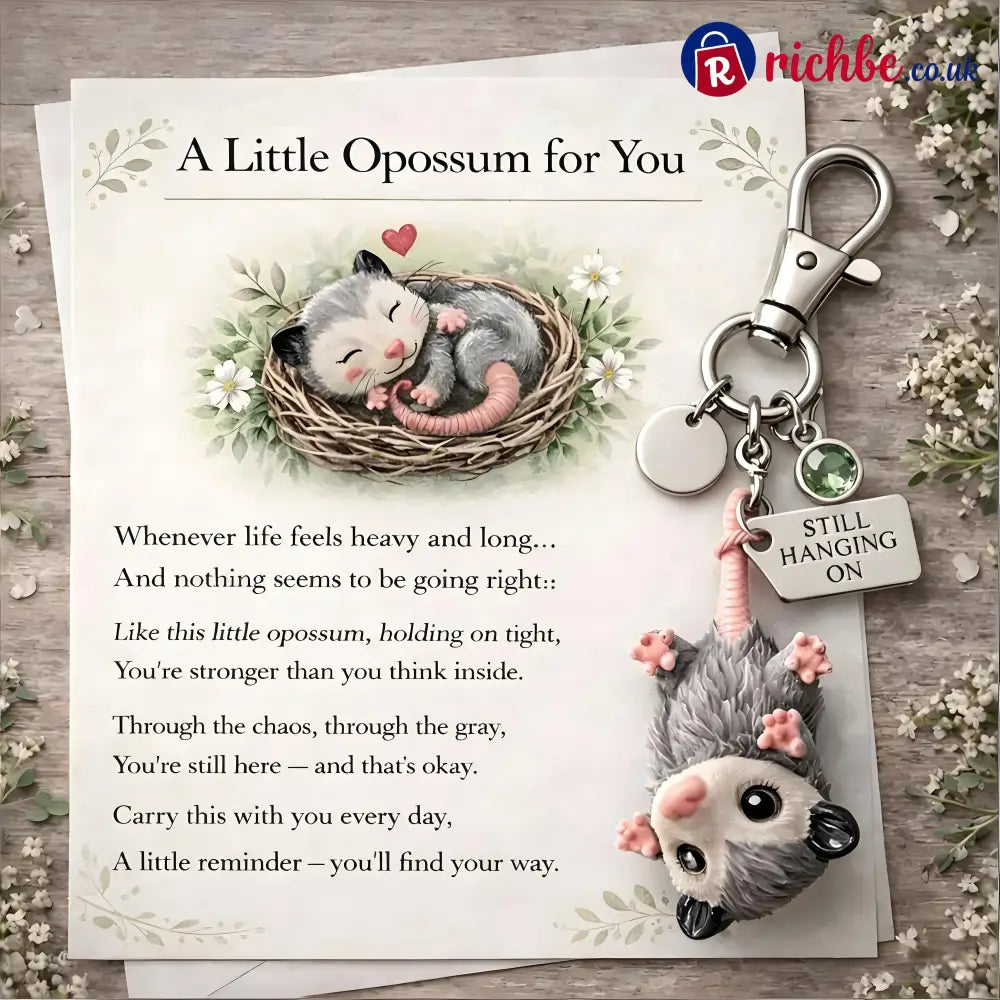 A Little Opossum for You - ’Still Hanging On’ Keychain & Sentiment Card Set
