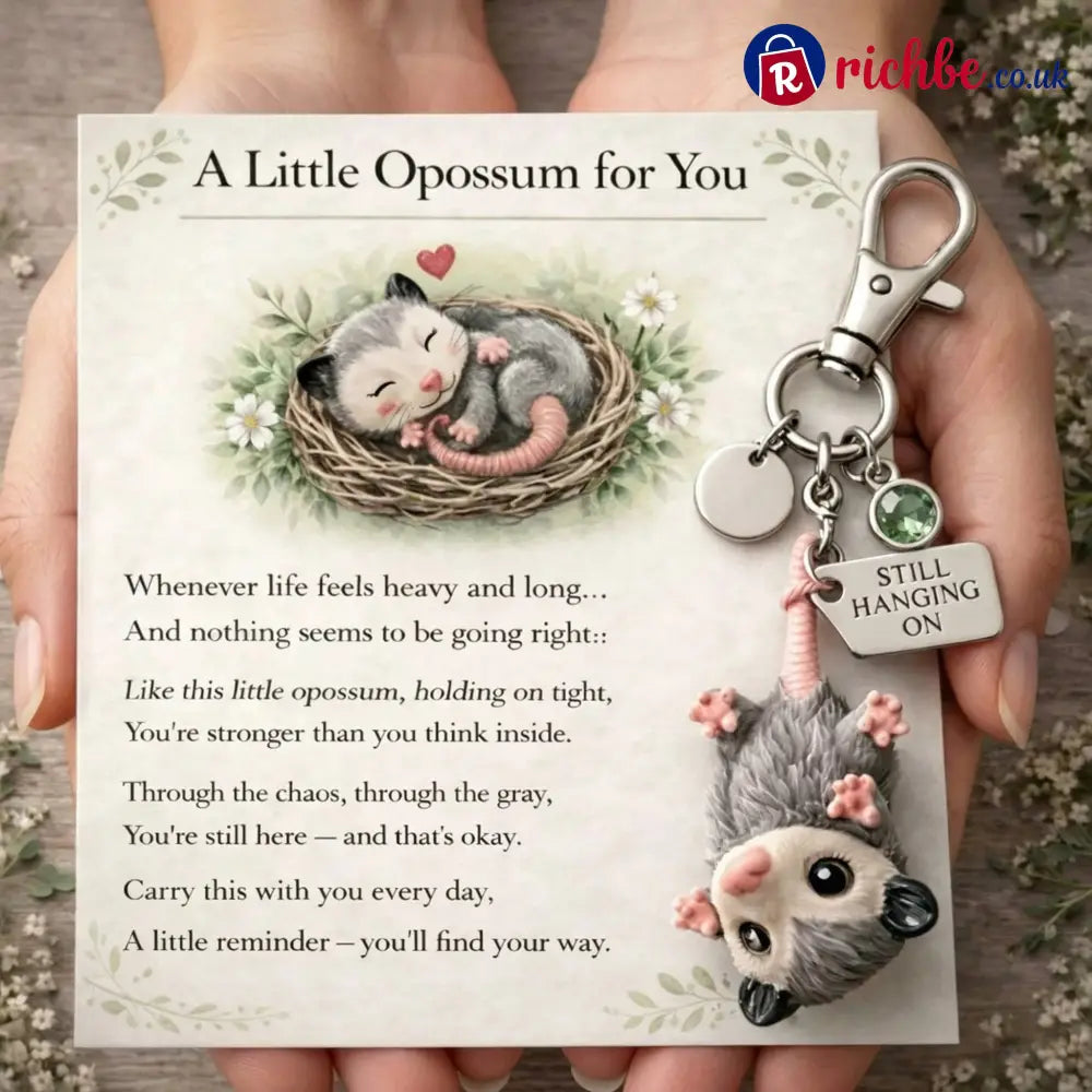 A Little Opossum for You - ’Still Hanging On’ Keychain & Sentiment Card Set