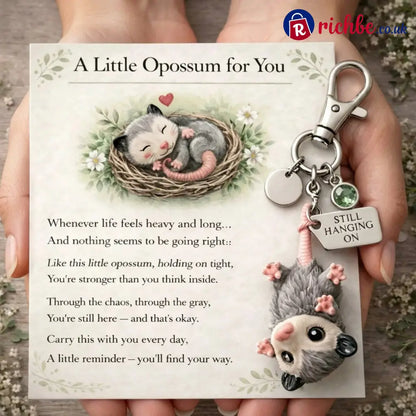 A Little Opossum for You - ’Still Hanging On’ Keychain & Sentiment Card Set