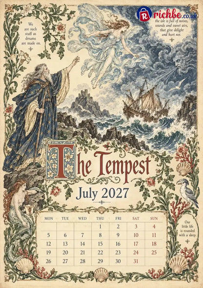 A Shakespearean Year 2027 – 12 Plays Through the Seasons | Vintage Illustrated Wall Calendar