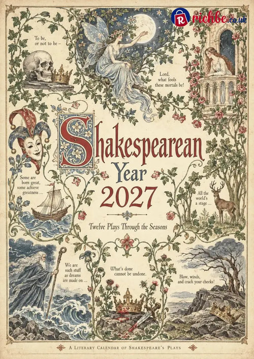 A Shakespearean Year 2027 – 12 Plays Through the Seasons | Vintage Illustrated Wall Calendar - Buy 1