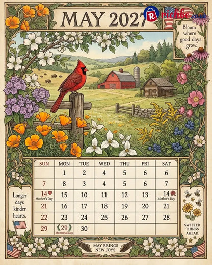A Year in America 2027 – Americana Nostalgia Wall Calendar
