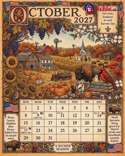 A Year in America 2027 – Americana Nostalgia Wall Calendar