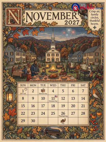 A Year in America 2027 – Americana Nostalgia Wall Calendar