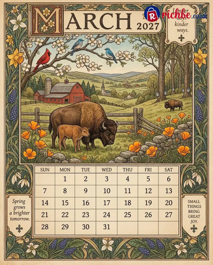 A Year in America 2027 – Americana Nostalgia Wall Calendar