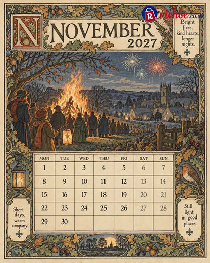 A Year in Britain 2027 – Vintage Storybook Wall Calendar