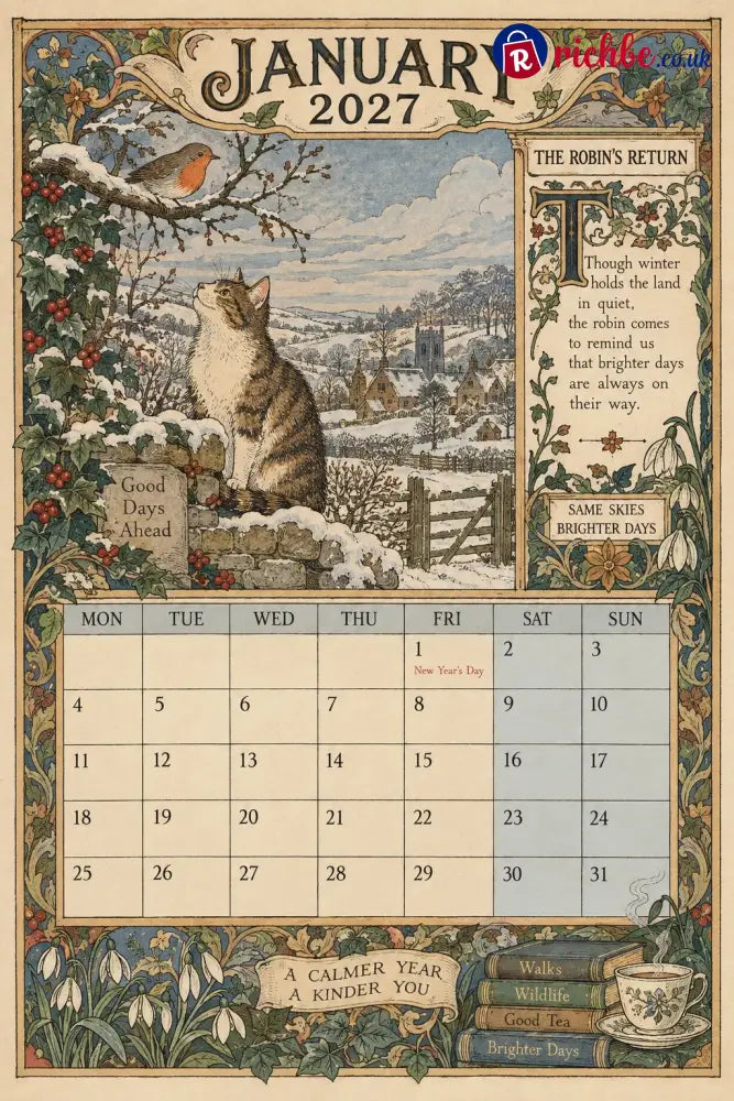 A Year in Britain 2027 – Vintage Storybook Wall Calendar - All Collections