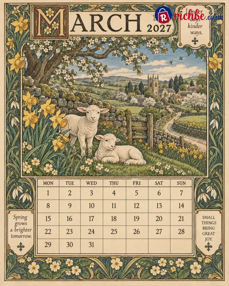 A Year in Britain 2027 – Vintage Storybook Wall Calendar - All Collections