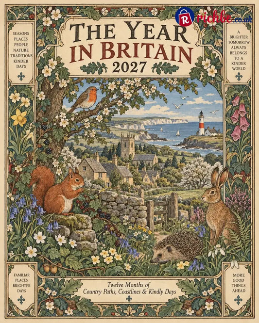 A Year in Britain 2027 – Vintage Storybook Wall Calendar - 🌱Buy 1