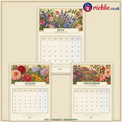 A Year in British Blooms 2027 Wall Calendar – Seasonal Flowers & Garden Beauty