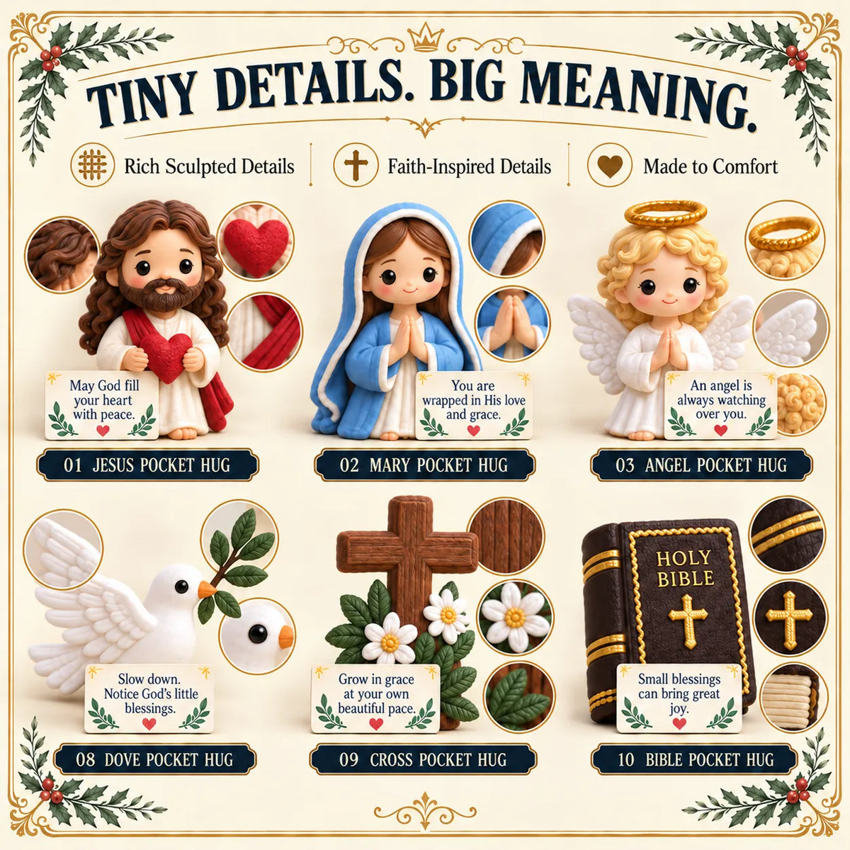 ✝️ 24 Days of Faith-Filled Advent Calendar | 24 Unique Hand-Painted Christian Keepsakes with Matching Encouragement Cards & No Repeated Designs 🎁