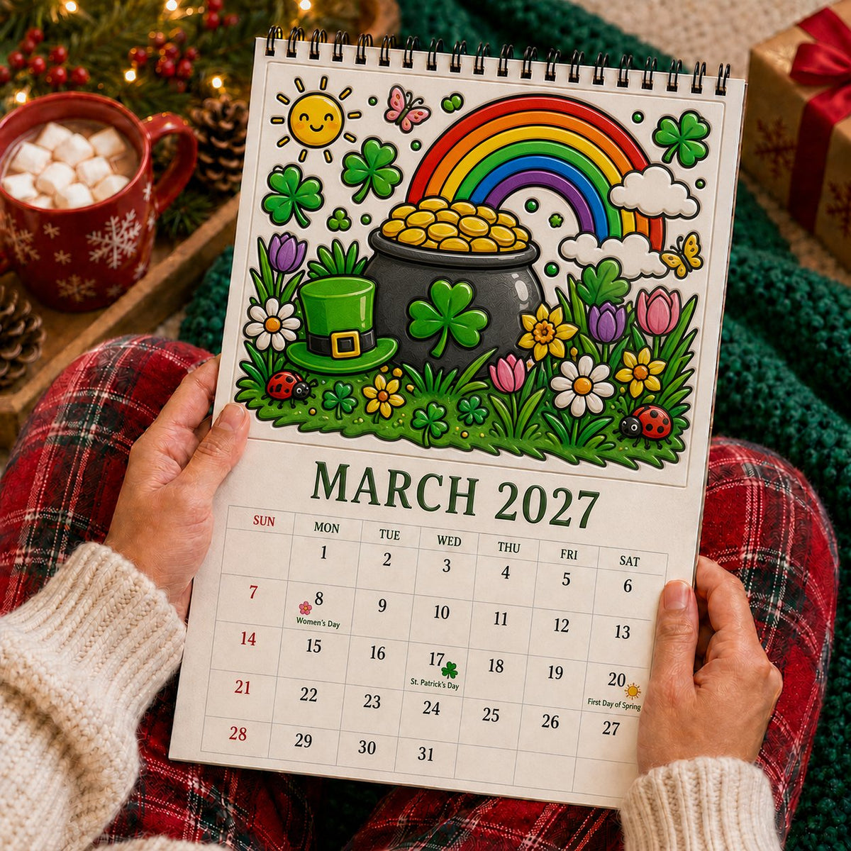 🔥🎨Color The Year 2027: Trace-By-Groove Creative Calendar📅| Seasonal Guided Coloring Wall Calendar With Markers