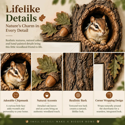 ⏰LAST DAY 50% OFF 🐿️ 3D Chipmunk Tree Hollow Door Topper | Woodland Animal Doorway Decor For Cozy Nature Homes
