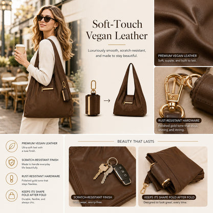 Toworkact™ Varelli Charm Transformable Bag – Stylish Vegan Leather Tote & Keychain Charm