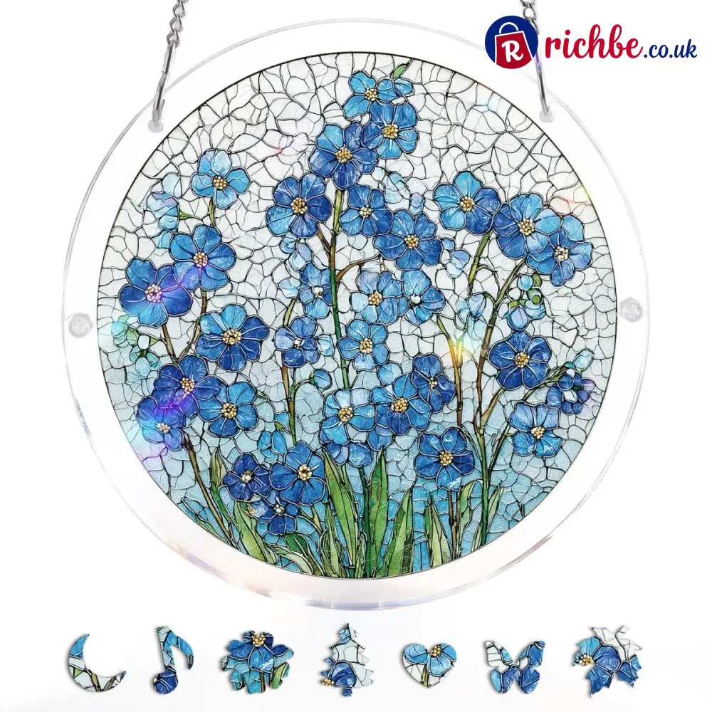 💖Acrylic Jigsaw Puzzle Suncatcher - Holy Light of Jesus Light - Blue Flower