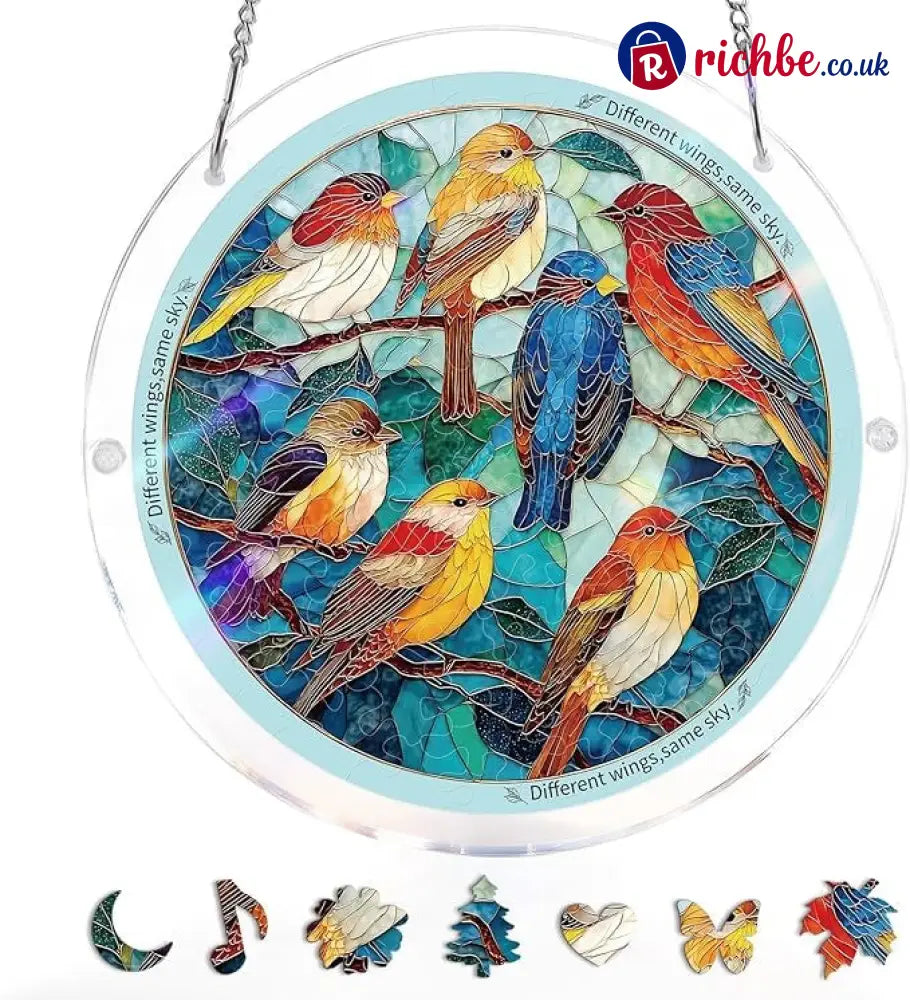 💖Acrylic Jigsaw Puzzle Suncatcher - Holy Light of Jesus Light - Flock of Sparrows