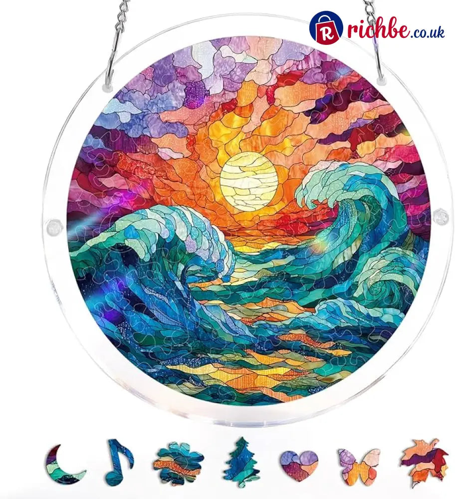 💖Acrylic Jigsaw Puzzle Suncatcher - Holy Light of Jesus Light - Golden Tide