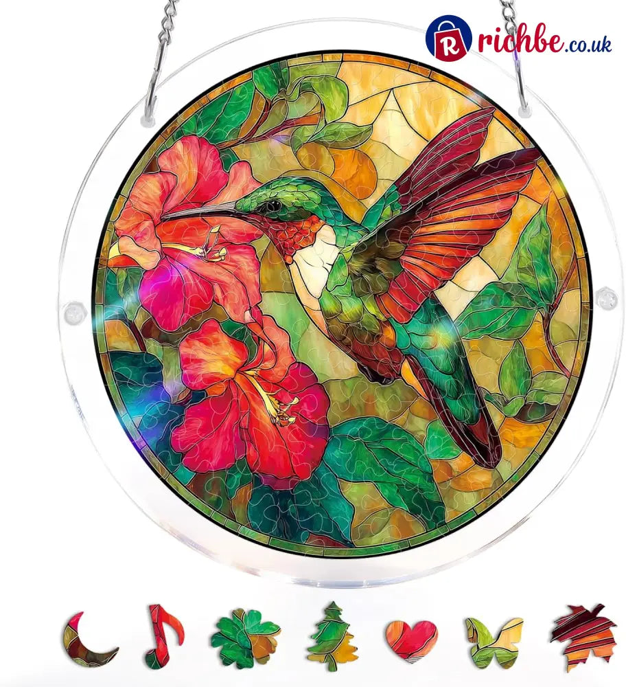 💖Acrylic Jigsaw Puzzle Suncatcher - Holy Light of Jesus Light - Hummingbird