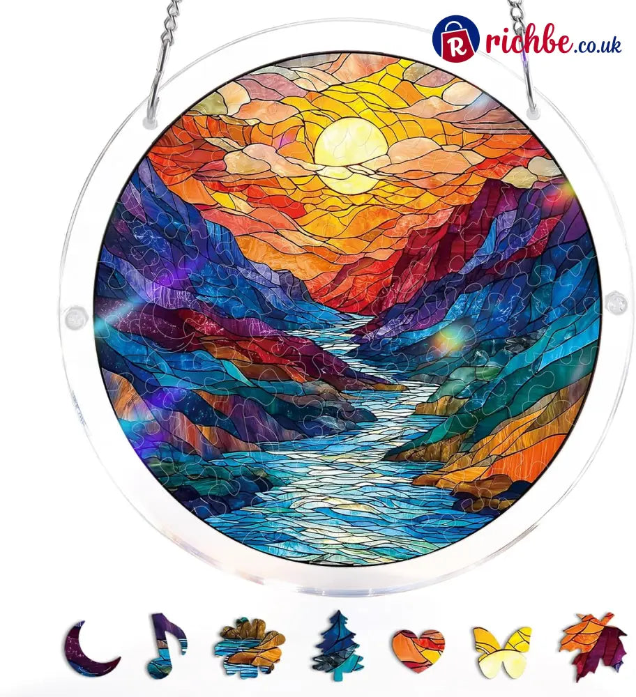 💖Acrylic Jigsaw Puzzle Suncatcher - Holy Light of Jesus Light - Mountain Moon