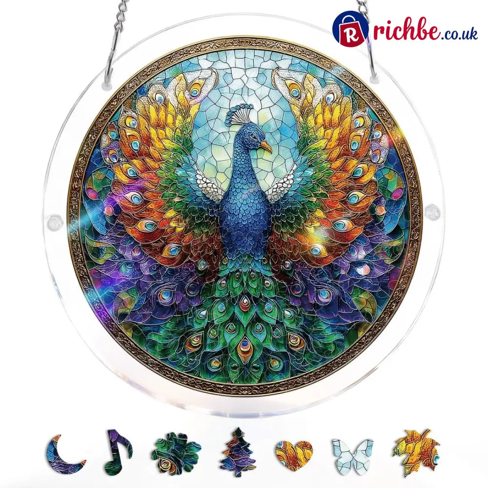 💖Acrylic Jigsaw Puzzle Suncatcher - Holy Light of Jesus Light - Peacock