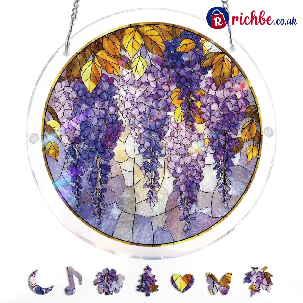 💖Acrylic Jigsaw Puzzle Suncatcher - Holy Light of Jesus Light - Wisteria