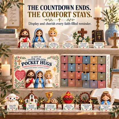 ✝️ 24 Days of Faith-Filled Advent Calendar | 24 Unique Hand-Painted Christian Keepsakes with Matching Encouragement Cards & No Repeated Designs 🎁