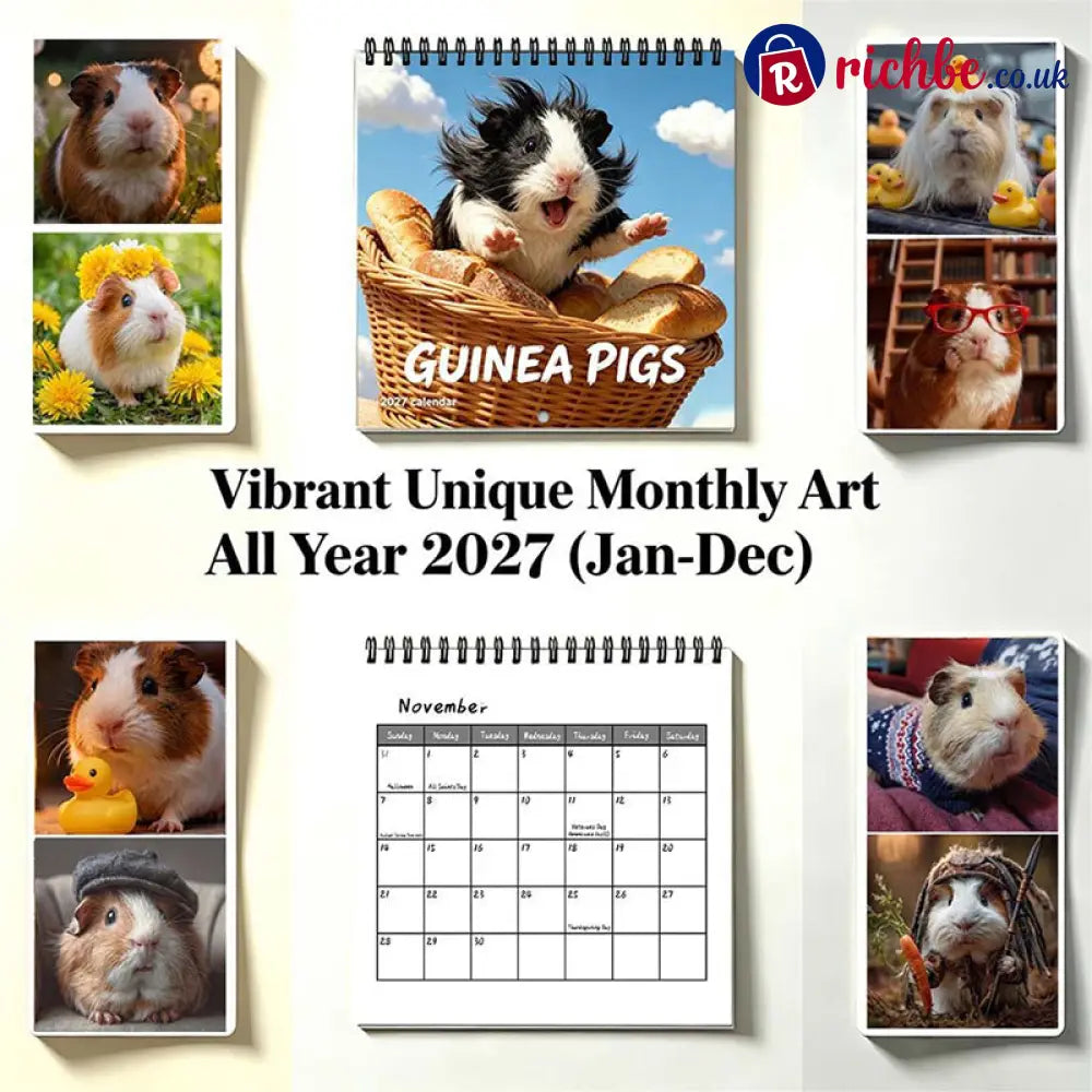Add Cuteness Instantly! 2027 Guinea Pig Wall Calendar - Housewares & Kitchen