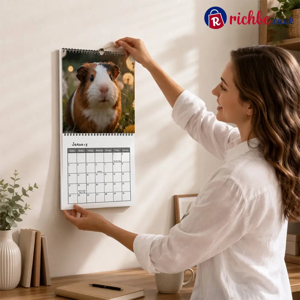 Add Cuteness Instantly! 2027 Guinea Pig Wall Calendar - Housewares & Kitchen