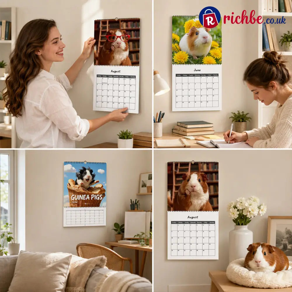 Add Cuteness Instantly! 2027 Guinea Pig Wall Calendar - Housewares & Kitchen