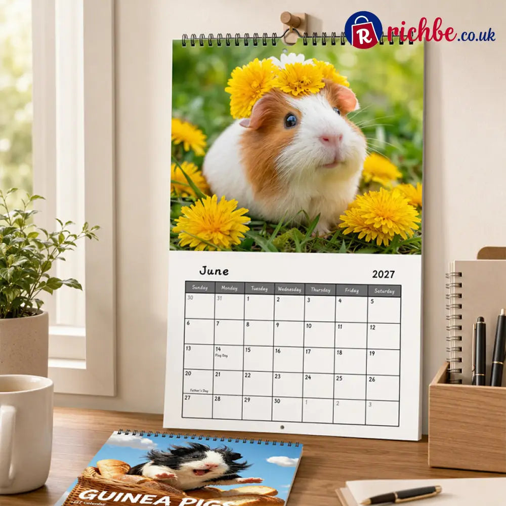 Add Cuteness Instantly! 2027 Guinea Pig Wall Calendar - Housewares & Kitchen