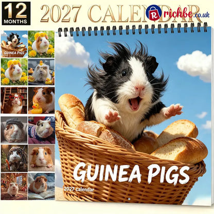 Add Cuteness Instantly! 2027 Guinea Pig Wall Calendar - Housewares & Kitchen