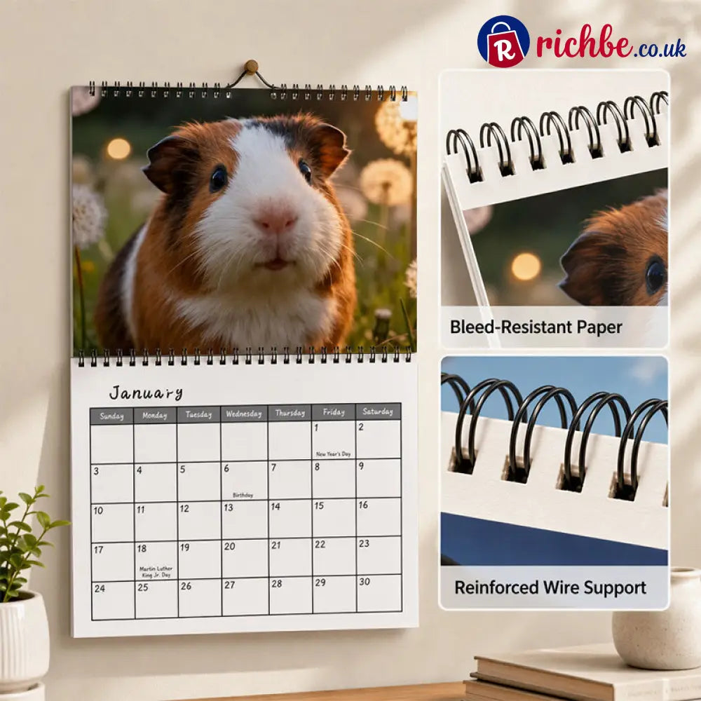 Add Cuteness Instantly! 2027 Guinea Pig Wall Calendar - Housewares & Kitchen