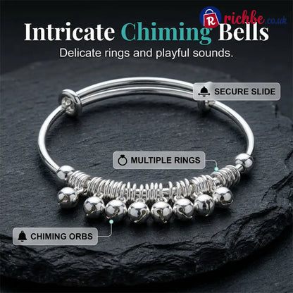 ✨ Adjustable Silver Bell Charm Bangle Bracelet - Clothing & Accessories
