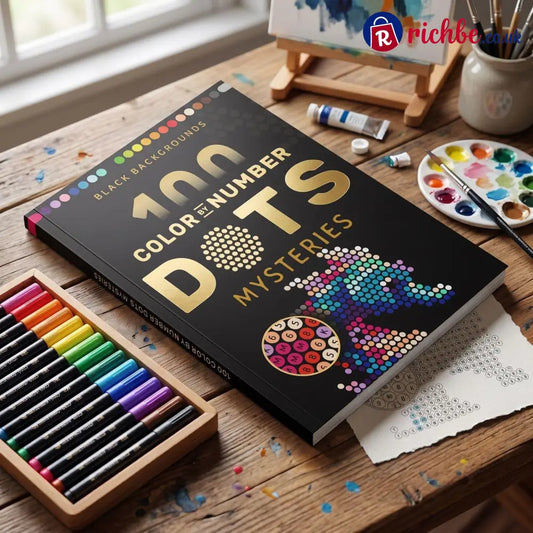 Adult Color by Number Dot Book 100 Pages Black Background Mystery Puzzles Large Print A4 Activity Book Stress Relief