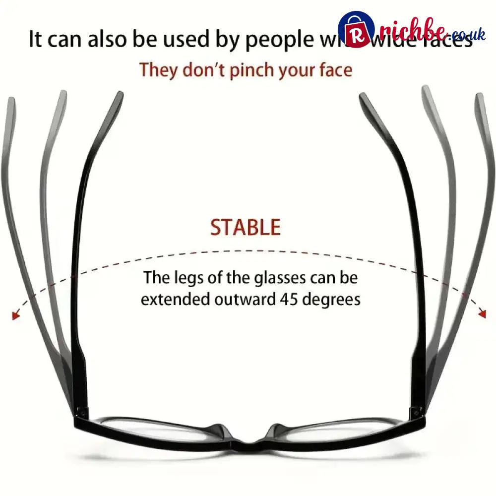All-Black Progressive Reading Glasses for Seniors Auto-Adjusting Lenses • Clear Indoors & Outdoors • UV & Blue Light