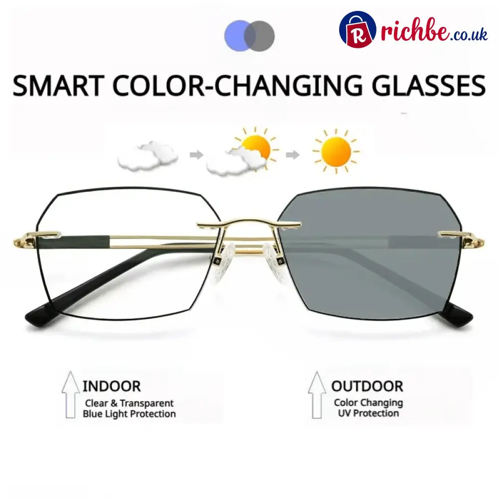 All-Black Progressive Reading Glasses for Seniors Auto-Adjusting Lenses • Clear Indoors & Outdoors • UV & Blue Light