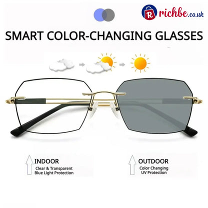 All-Black Progressive Reading Glasses for Seniors Auto-Adjusting Lenses • Clear Indoors & Outdoors • UV & Blue Light