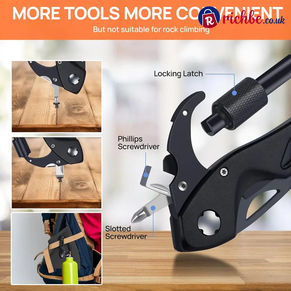 All-in-One Carabiner Multi Tool – Compact EDC Keychain with Knife & Screwdriver