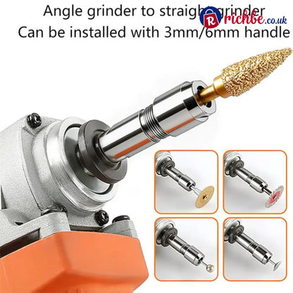 ⚙️Angle Grinder Conversion Kit 🔧 3mm/6mm Dual Collet – Universal Straight Grinder Adapter for Carving & Polishing
