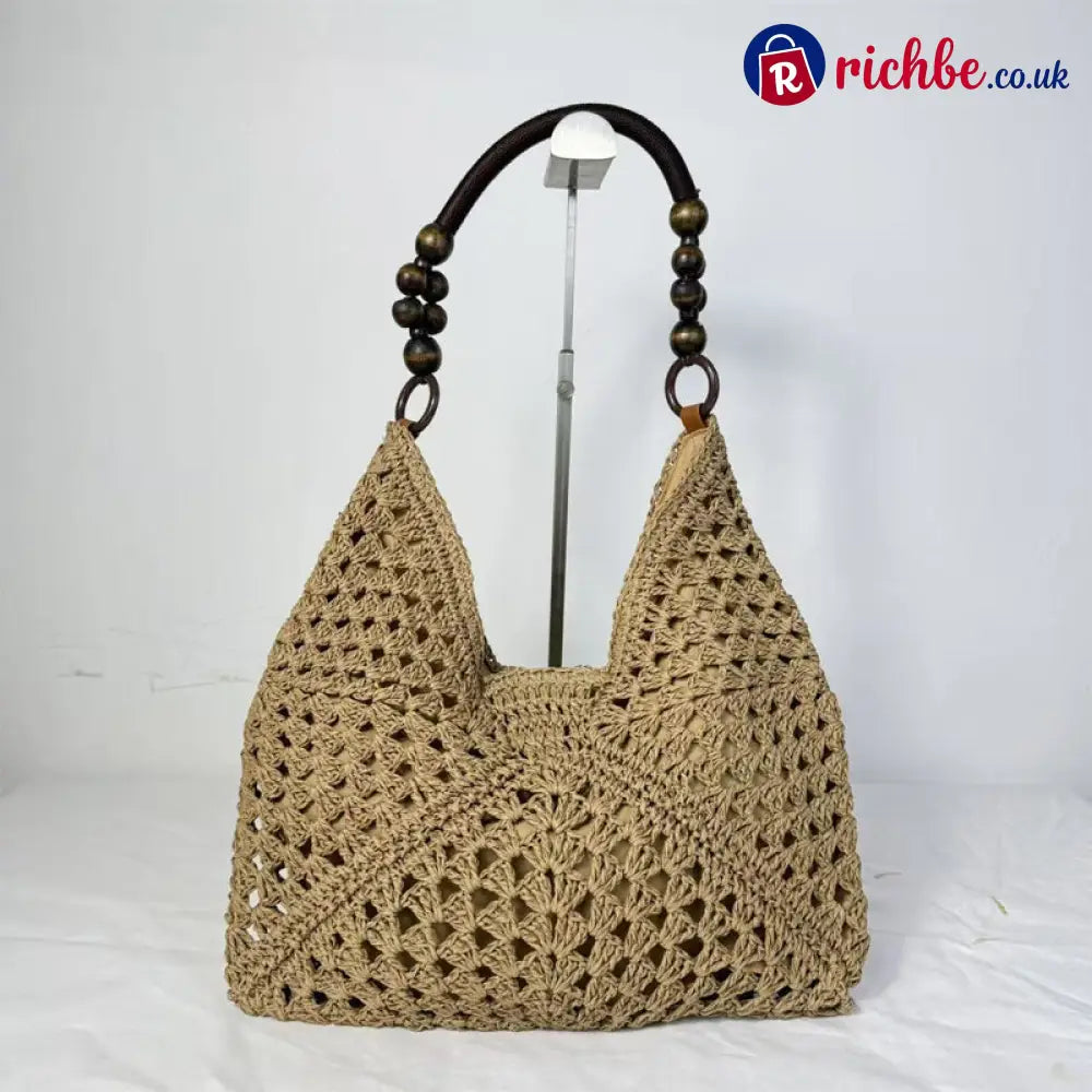 🏝️Artisanal Woven Tote with Inner Lining - Brown - Clothing & Accessories