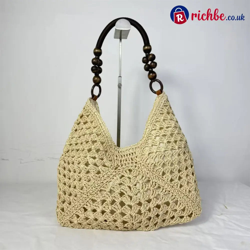 🏝️Artisanal Woven Tote with Inner Lining - Off-white - Clothing & Accessories
