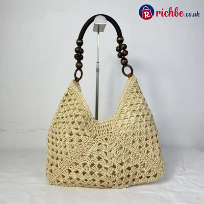 🏝️Artisanal Woven Tote with Inner Lining - Off-white - Clothing & Accessories