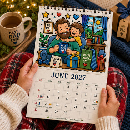 🔥🎨Color The Year 2027: Trace-By-Groove Creative Calendar📅| Seasonal Guided Coloring Wall Calendar With Markers