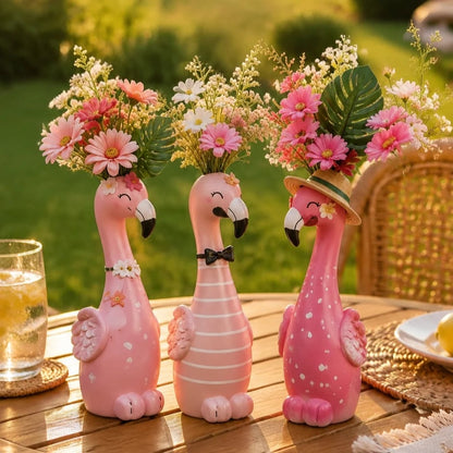 🦩Cute Flamingo Decorative Vase 🌸 5 Styles Resin Figurine Vase Tabletop Centerpiece Indoor Home Shelf Decor Gift