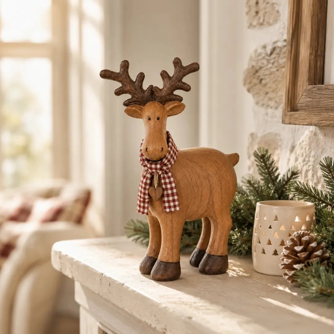 🦌Rustic Farmhouse Reindeer Figurine