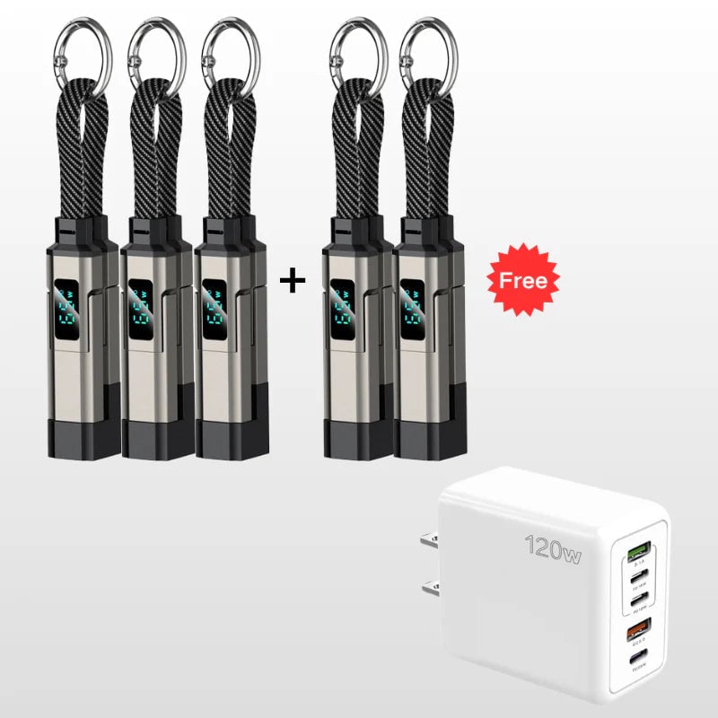 🔥Limited Time SALE 40% OFF🔥4-in-1 Digital Display Keychain Charging Cable