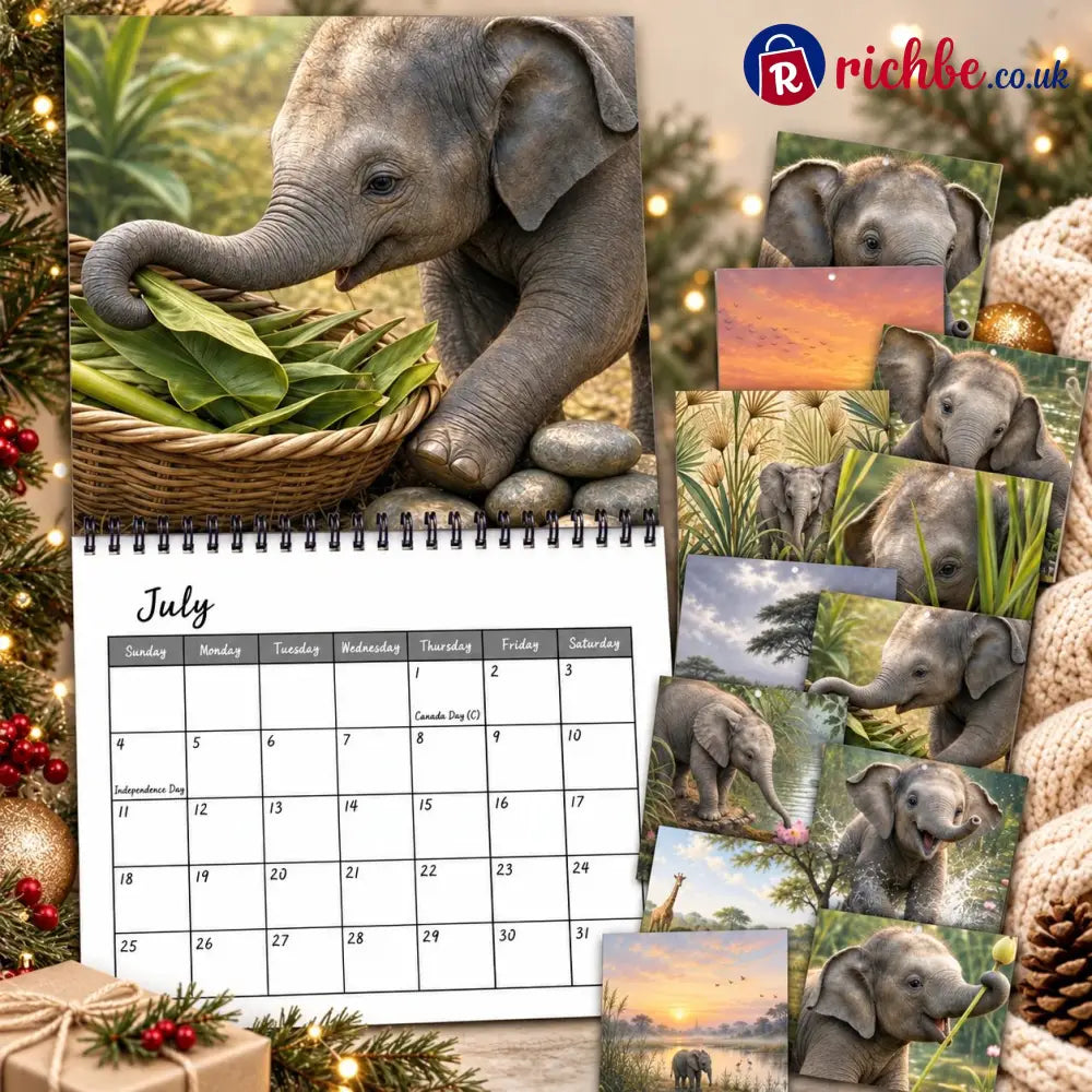 Baby Elephant 2027 Wall Calendar – Cute Baby Elephant Art Calendar Gift for Wildlife Animal Lovers - 2027 CALENDAR
