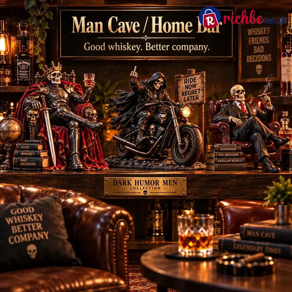 💀🔥 Bad To The Bone – 6 Dark Humor Skeleton Collectibles For Men Man Cave Decor & Unique Gifts 🎁
