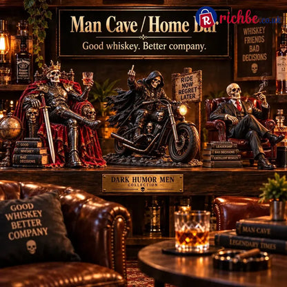 💀🔥 Bad To The Bone – 6 Dark Humor Skeleton Collectibles For Men Man Cave Decor & Unique Gifts 🎁