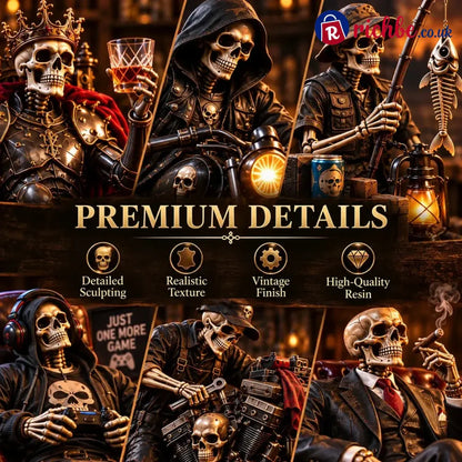 💀🔥 Bad To The Bone – 6 Dark Humor Skeleton Collectibles For Men Man Cave Decor & Unique Gifts 🎁
